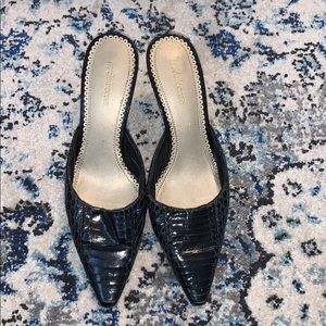 Leather open back heels